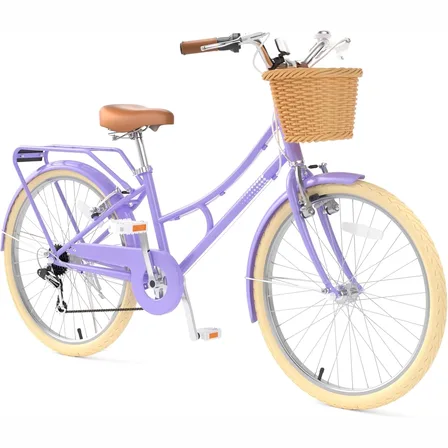 XJD Beach Cruiser Bike with U-Brake – Purple, 24-Inch