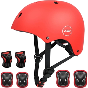 XJD Kids Bike Helmet & Protective Gear Set – Red, Medium