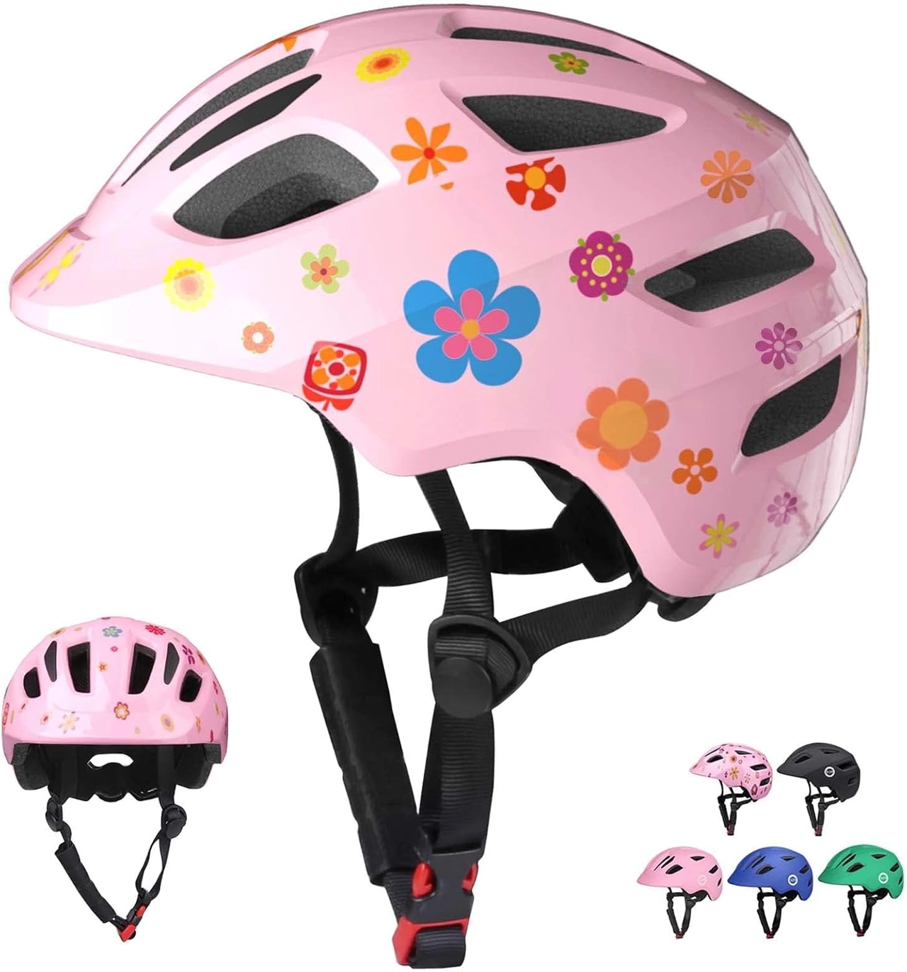 XJD Adjustable Toddler Bike Helmet – Pink Flowers