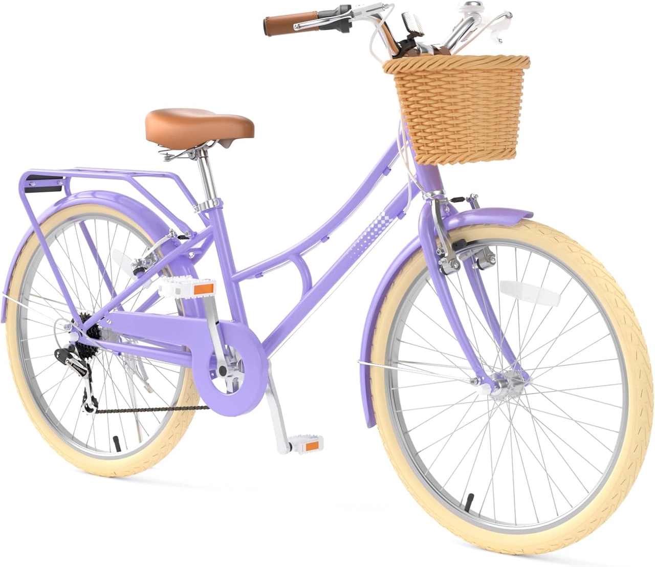 XJD Beach Cruiser with U-Brake in Purple, 24-inch Purple 24 inch girls beach cruiser bicycle with U-brake