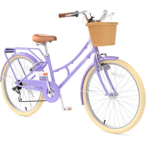 XJD Beach Cruiser Bike with U-Brake – Purple, 24-Inch