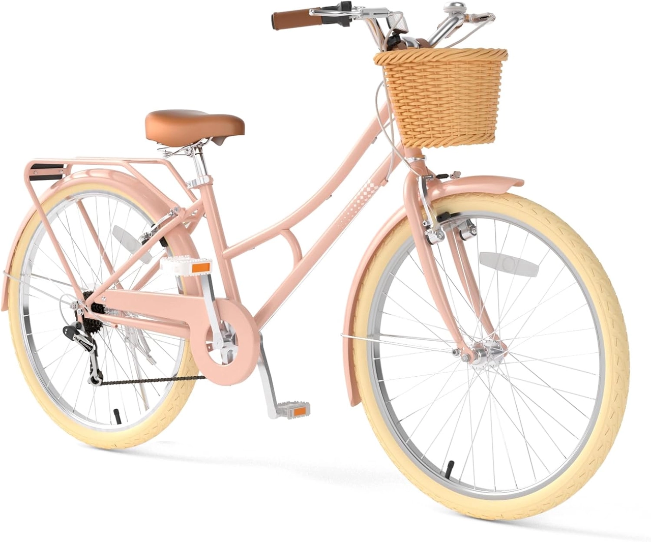 XJD Beach Cruiser with U-Brake in Pink, 24-inch XJD pink 24 inch beach cruiser bike for girls with U-brake