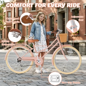 XJD Beach Cruiser Bike with U-Brake – Pink