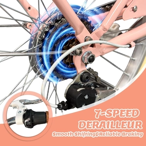 XJD Beach Cruiser Bike with Rear Rack & V-Brake – Pink