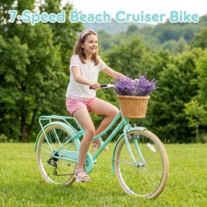 XJD Beach Cruiser Bike with Rear Rack & V-Brake – Mint Green
