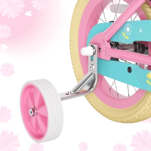 XJD Girls Bike with Basket & Doll Seat – Flower Pink