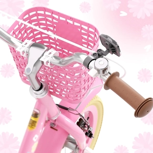 XJD Girls Bike with Basket & Doll Seat – Flower Pink