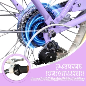 XJD Beach Cruiser Bike with V-Brake – Purple, 26-Inch