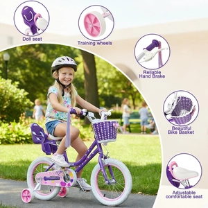 XJD Girls Bike with Basket & Doll Seat – Purple