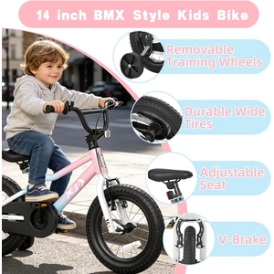 XJD Kids BMX Bike with Training Wheels – Pink Blue