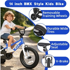 XJD Kids BMX Bike with Training Wheels – Blue