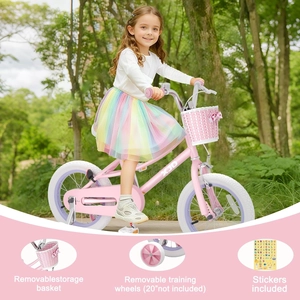 XJD Girls Bike with Training Wheels & Basket – Pink