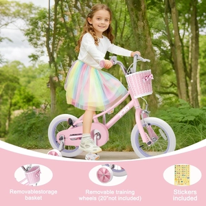 XJD Girls Bike with Training Wheels & Basket – Pink
