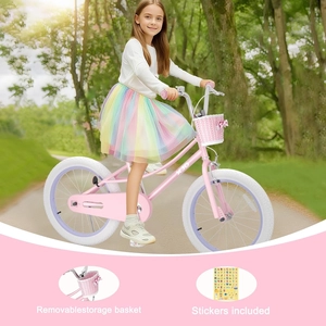 XJD Girls Bike with Training Wheels & Basket – Pink