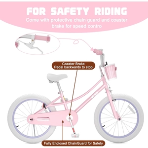 XJD Girls Bike with Training Wheels & Basket – Pink
