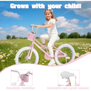 XJD Girls Bike with Training Wheels & Basket – Pink
