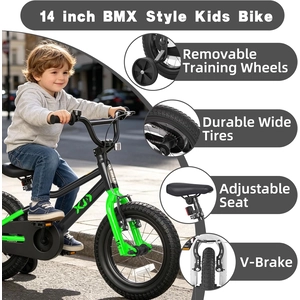XJD Kids BMX Bike with Training Wheels – Black