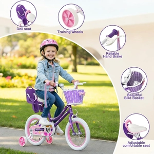 XJD Girls Bike with Basket & Doll Seat – Purple