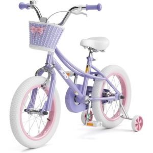 XJD Girls Bike with Training Wheels & Basket – Purple