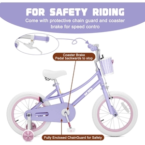 XJD Girls Bike with Training Wheels & Basket – Purple