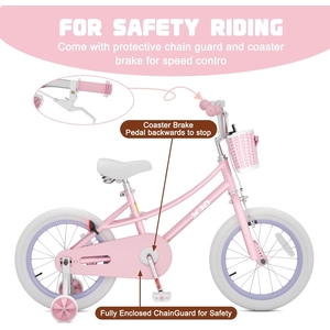 XJD Girls Bike with Training Wheels & Basket – Pink