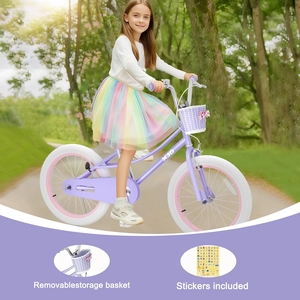 XJD Girls Bike with Training Wheels & Basket – Purple