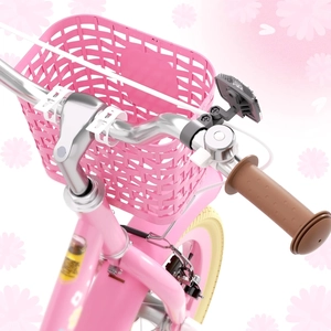 XJD Girls Bike with Basket & Doll Seat – Flower Pink