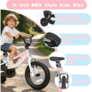 XJD Kids BMX Bike with Training Wheels – Pink Blue