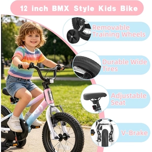 XJD Kids BMX Bike with Training Wheels – Pink Blue