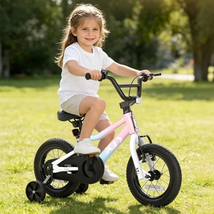 XJD Kids BMX Bike with Training Wheels – Pink Blue