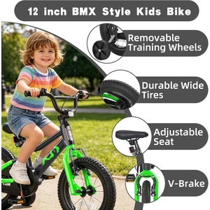 XJD Kids BMX Bike with Training Wheels – Black