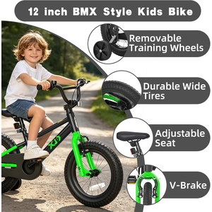 XJD Kids BMX Bike with Training Wheels – Black
