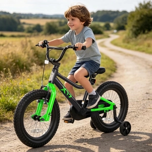 XJD Kids BMX Bike with Training Wheels – Black
