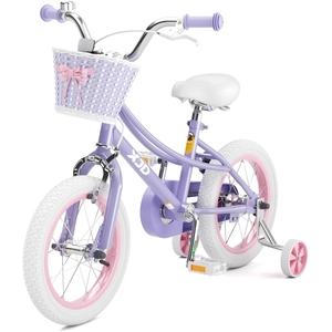 XJD Girls Bike with Training Wheels & Basket – Purple