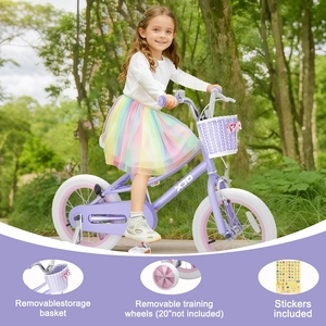 XJD Girls Bike with Training Wheels & Basket – Purple