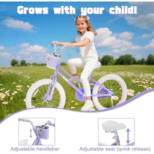 XJD Girls Bike with Training Wheels & Basket – Purple