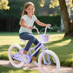 XJD Girls Bike with Training Wheels & Basket – Purple