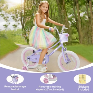XJD Girls Bike with Training Wheels & Basket – Purple
