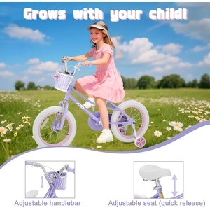 XJD Girls Bike with Training Wheels & Basket – Purple