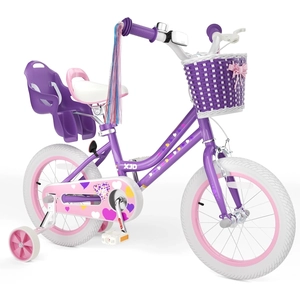 XJD Girls Bike with Training Wheels & Basket – Light Purple