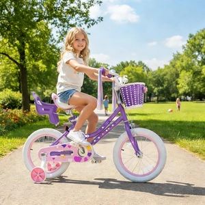 XJD Girls Bike with Training Wheels & Basket – Light Purple