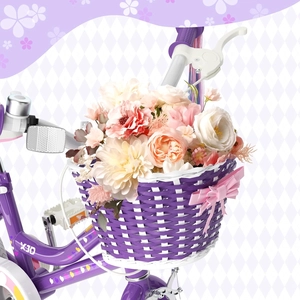 XJD Girls Bike with Training Wheels & Basket – Light Purple