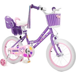 XJD Girls Bike with Training Wheels & Basket – Light Purple
