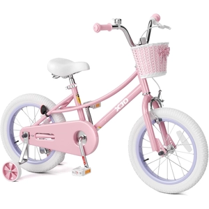 XJD Girls Bike with Training Wheels & Basket – Pink