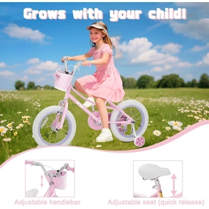 XJD Girls Bike with Training Wheels & Basket – Pink