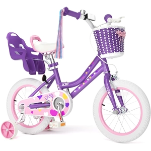 XJD Girls Bike with Training Wheels & Basket – Light Purple