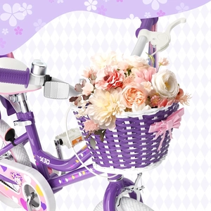 XJD Girls Bike with Training Wheels & Basket – Light Purple