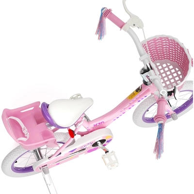 XJD Girls Bike with Training Wheels & Basket – Light Pink