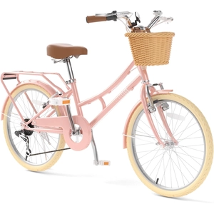 XJD Beach Cruiser Bike with Rear Rack & V-Brake – Pink