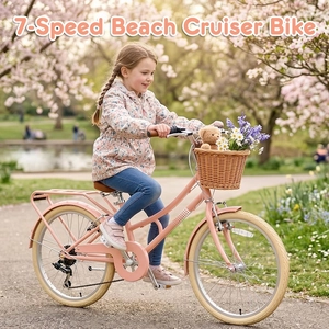 XJD Beach Cruiser Bike with Rear Rack & V-Brake – Pink